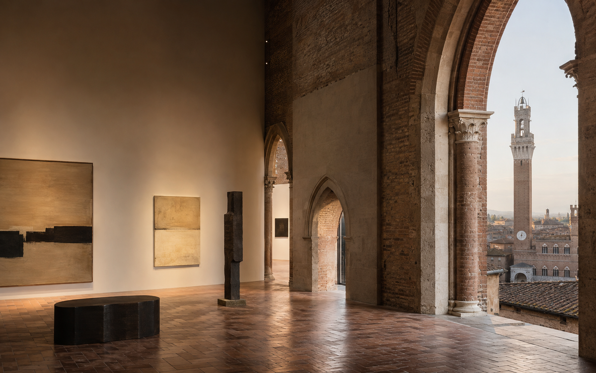 Galeries d’art à Sienne, palais gothique et espace d’exposition contemporain