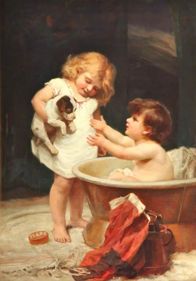 À son tour ! — enfants et chien de Frederick Morgan