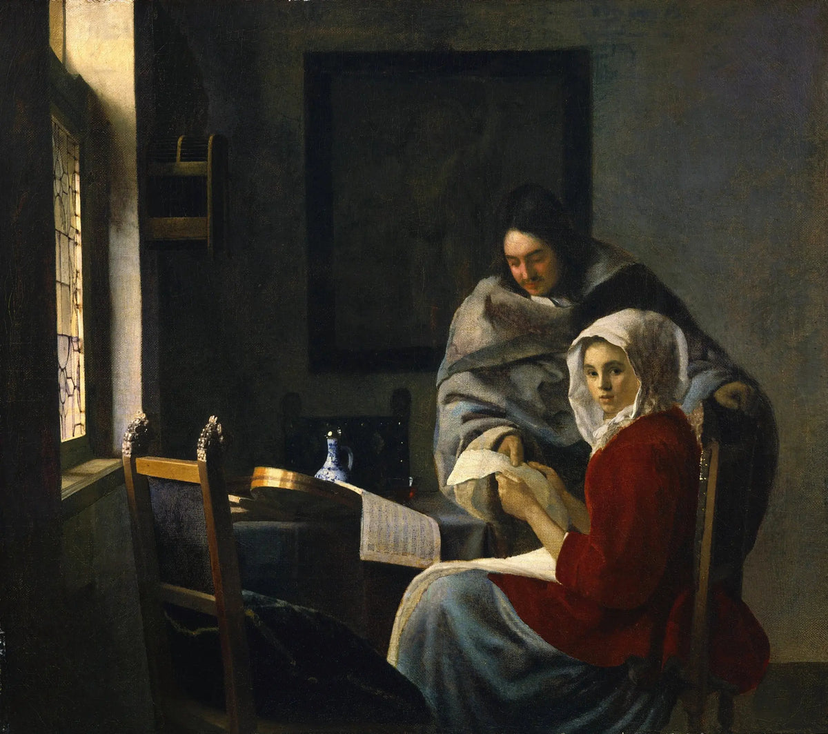 Vermeer’s Girl Interrupted at Her Music, full painting