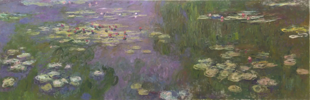 Reproduction des Nymphéas de Claude Monet présentée dans un cadre doré patiné