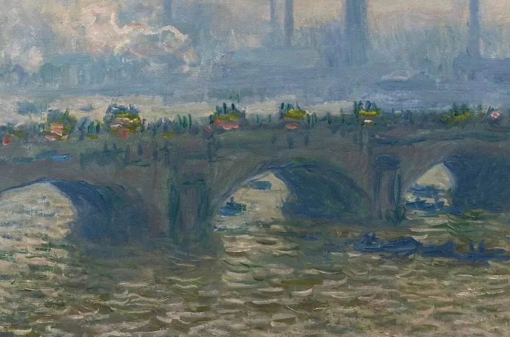 Détail du pont, des arches et de la circulation dans Waterloo Bridge, Overcast