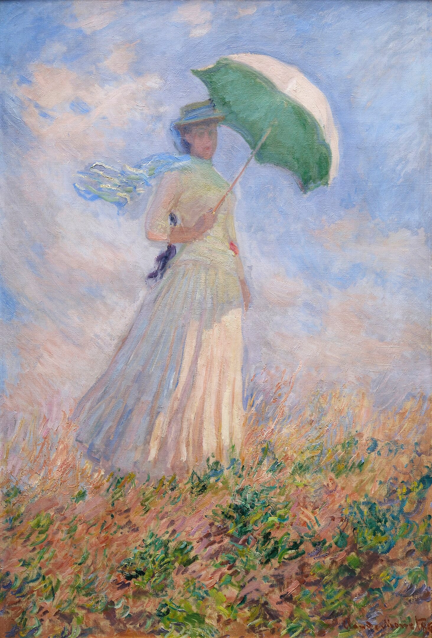 Woman with a Parasol Facing Right - Claude Monet