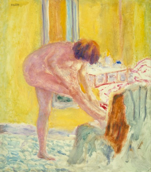 Reproduction du tableau « Nu sur fond jaune - Pierre Bonnard » par Alpha Reproduction en peinture à l’huile