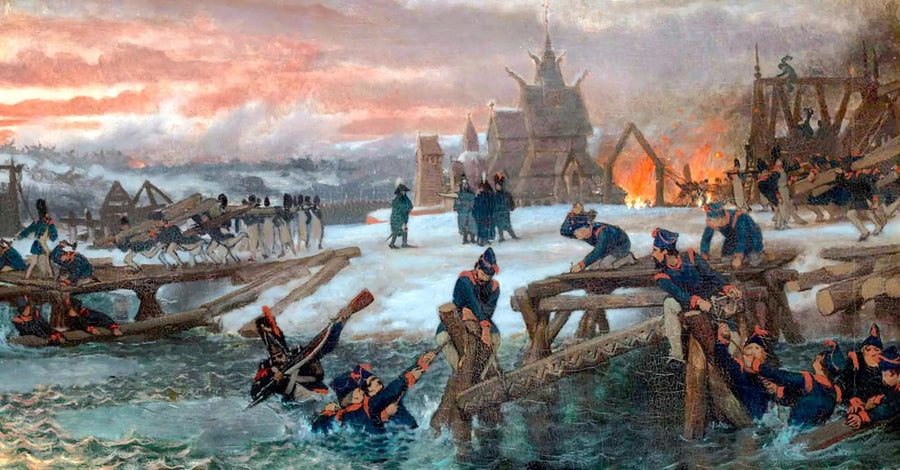 1812. The Captain Benthien at the Berezina - Lawrence Alma-Tadema