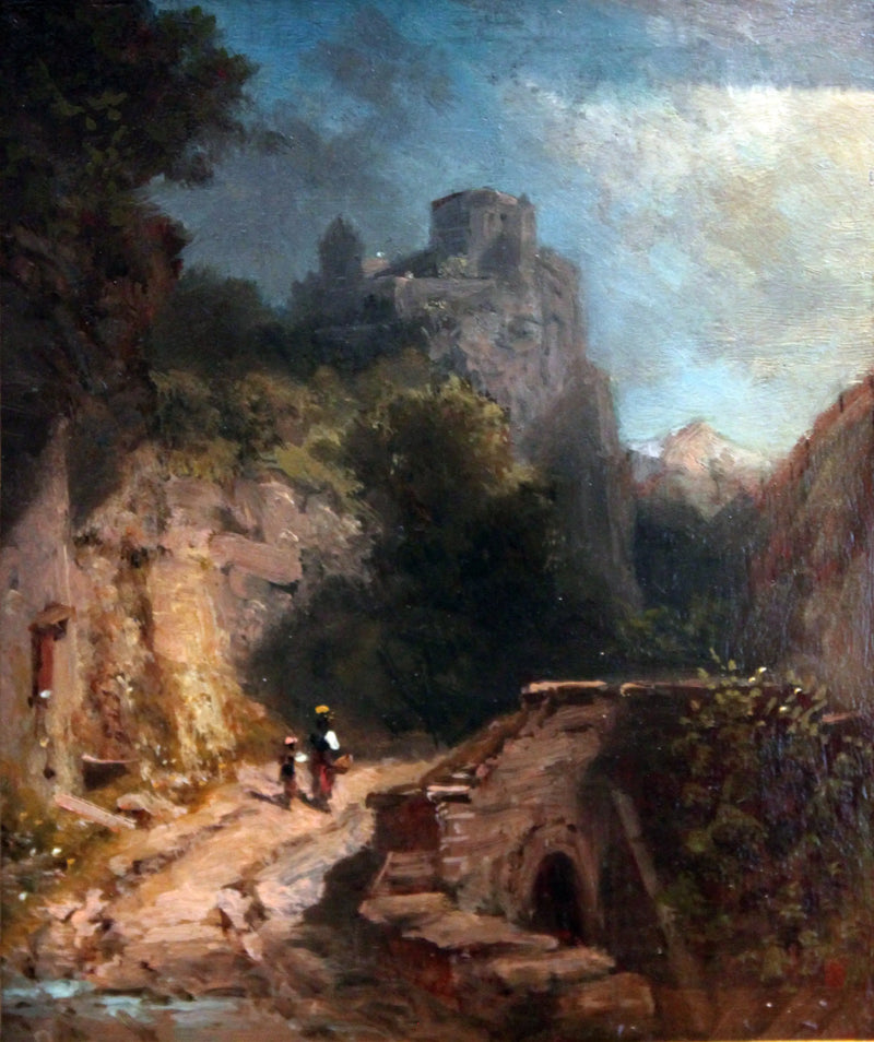 Mountain landscape with bridge and castle - Carl Spitzweg