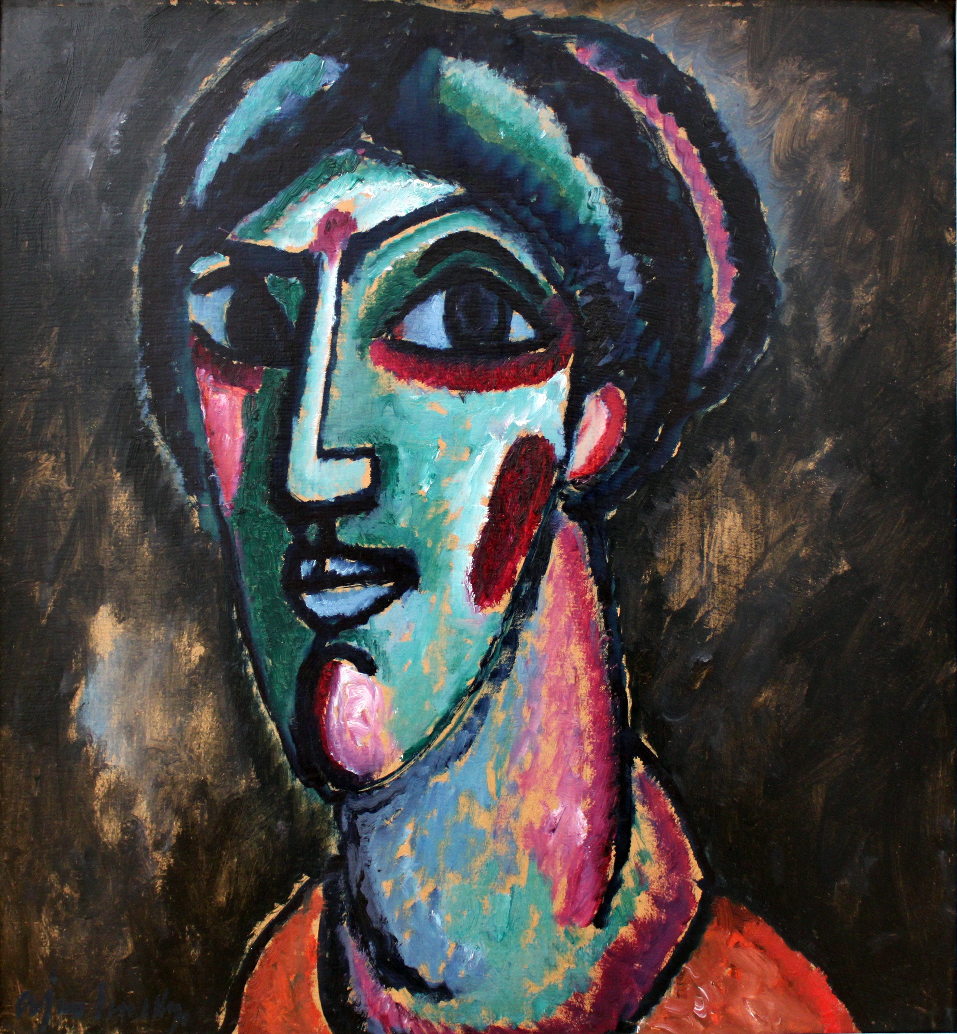 Tête en noir et vert - Alexej von Jawlensky