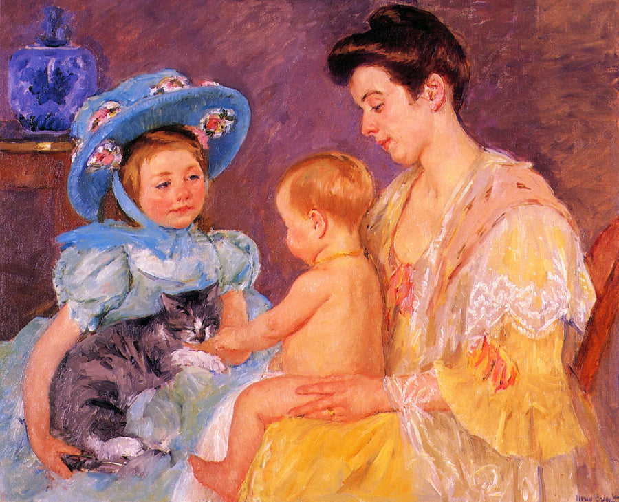 Enfants jouant avec un chat - Mary Cassatt