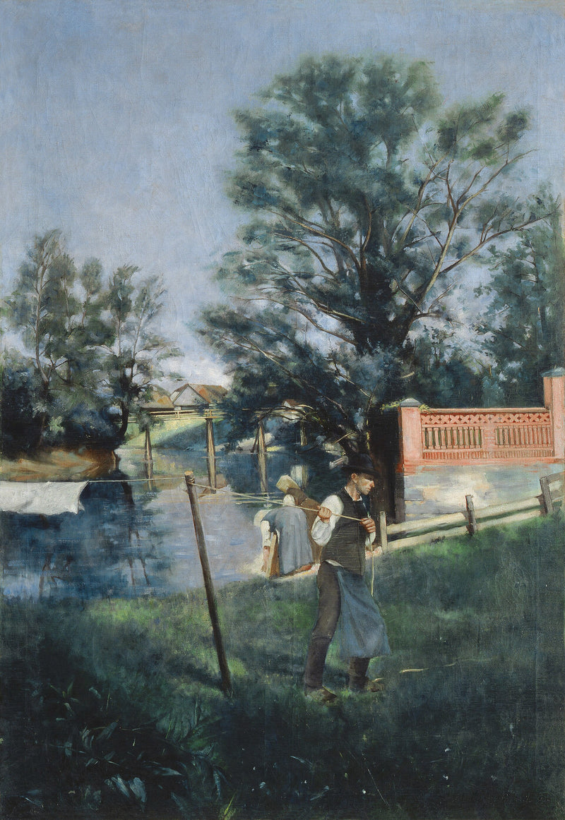 Lavandières sur la Ljubljanica - Jožef Petkovšek