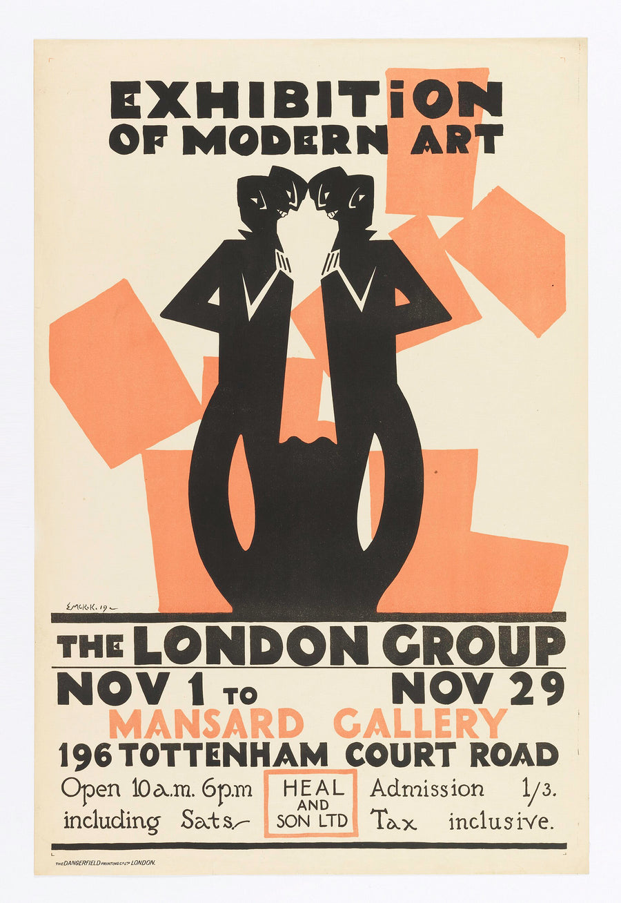 Exhibition of Modern Art — The London Group, Edward McKnight Kauffer, vers 1915 — reproduction peinte à la main