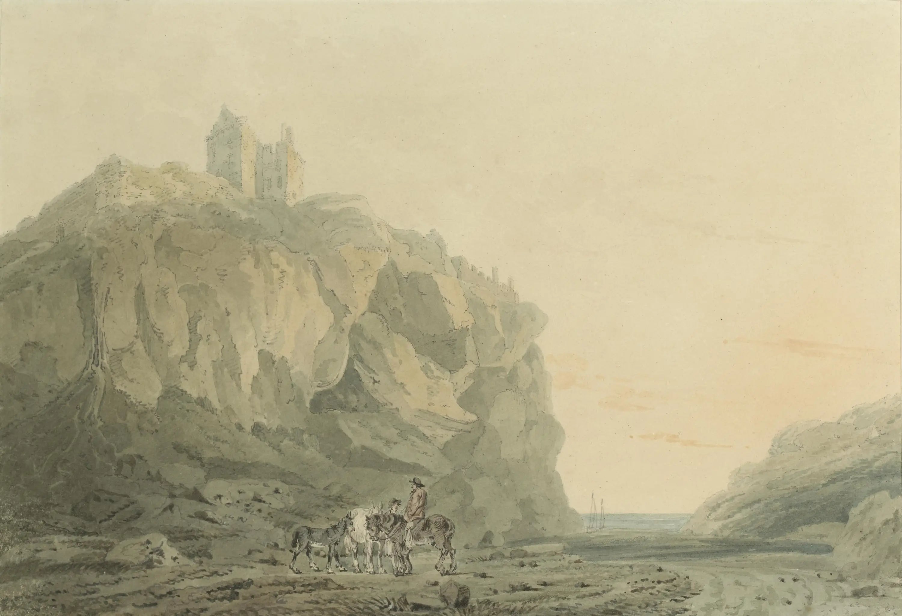 Reproduction du tableau « Dunotter Castle, Kincardineshire - J. M. W. Turner » par Alpha Reproduction en peinture à l’huile