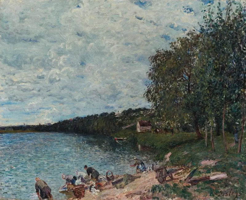 Washerwomen Near Champagne - Alfred Sisley