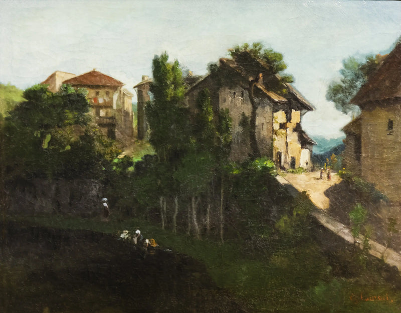 Landscape with Laundresses - Gustave Courbet