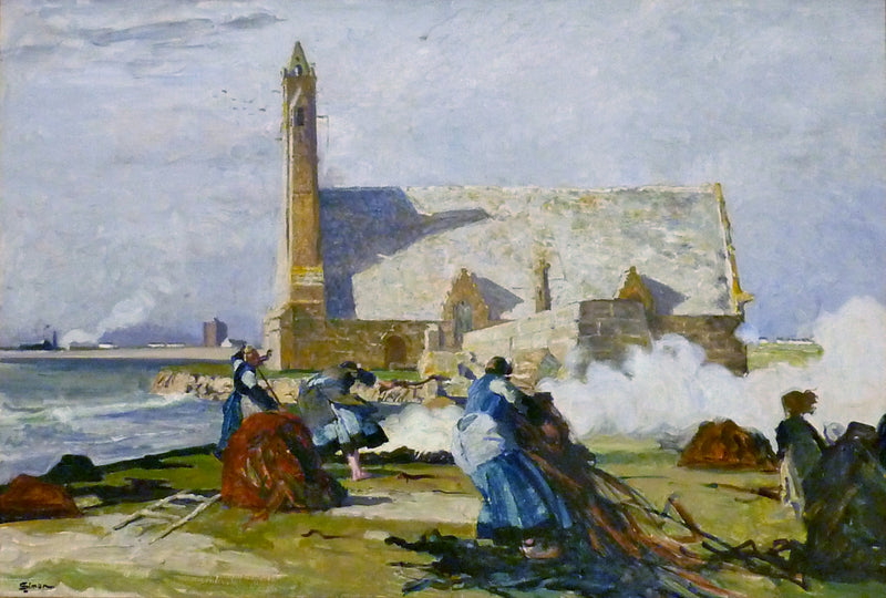 Le Brûlage du goémon devant la chapelle Notre-Dame-de-la-Joie à Penmarc'h - Lucien Simon