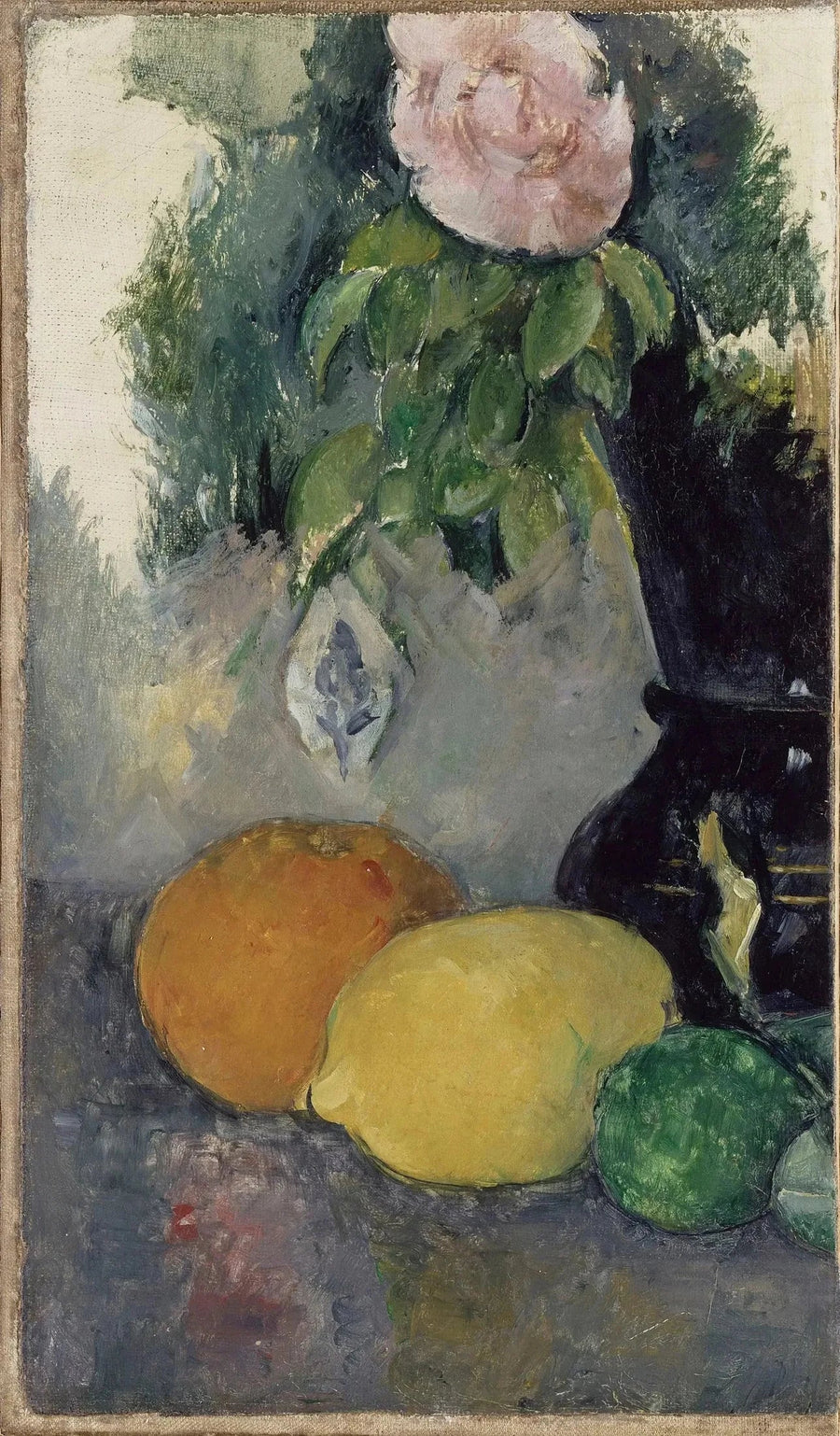 Still life, rose and fruits - Paul Cézanne