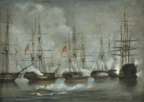 La Bataille navale de Lépante, Ioannis Altamouras, date non précisée, Oil on canvas