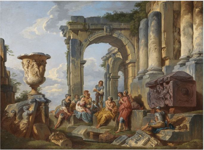 Un Capriccio avec Saint Pierre prêchant aux Romains - Giovanni Paolo Panini