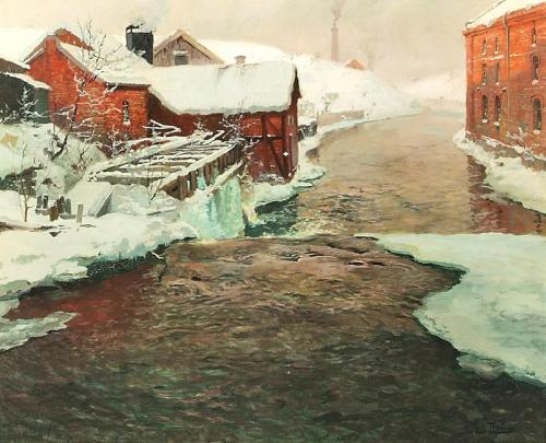 A factory in Norway - Frits Thaulow