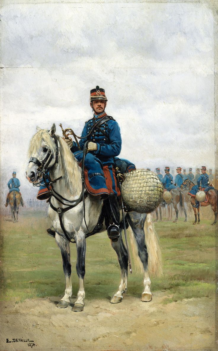 A trumpet player on horseback - Édouard Detaille