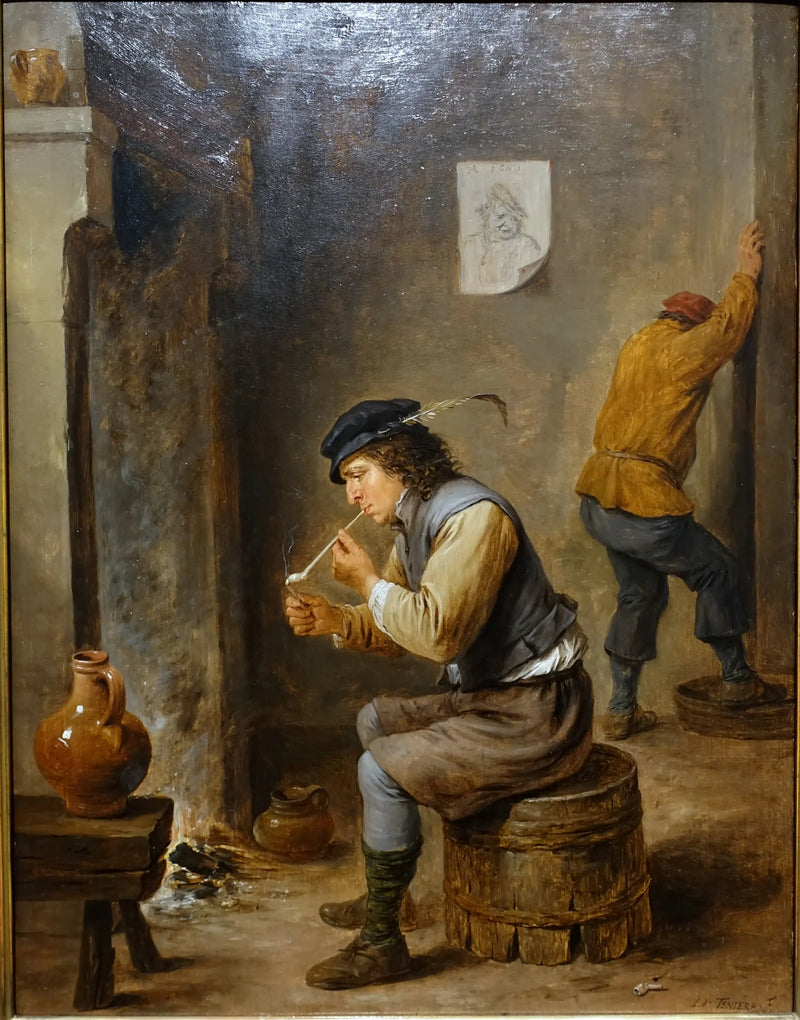 Smoker near a hearth - David Teniers the Younger