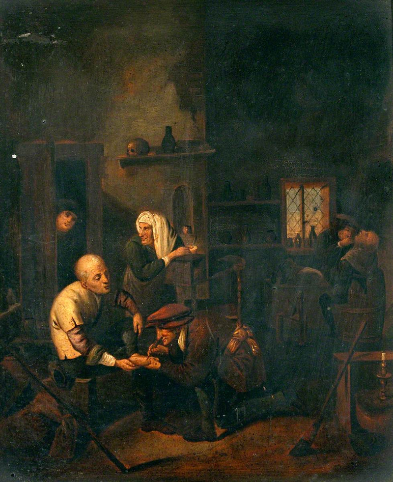 Un chirurgien soignant le pied d'un homme, et autres figures - Adriaen Brouwer