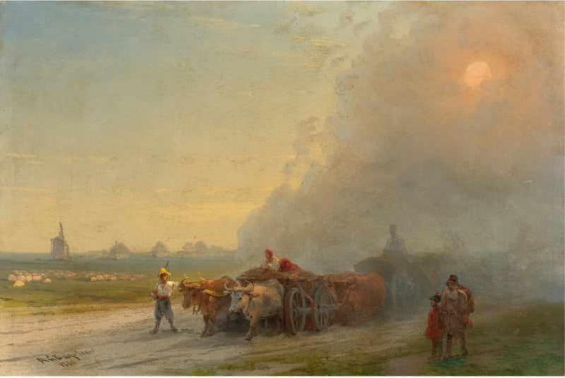 Oxen in the Ukrainian steppe - Ivan Aïvazovski