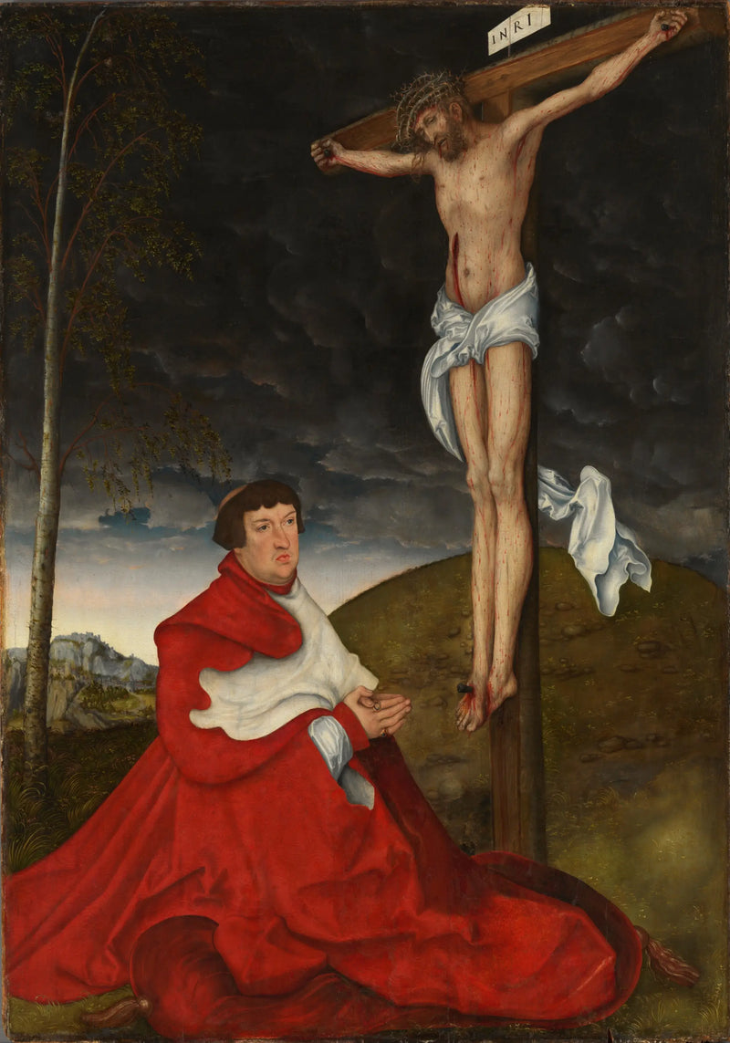 The Cardinal Albrecht von Brandenburg devant la Crucifixion - Lucas Cranach the Elder