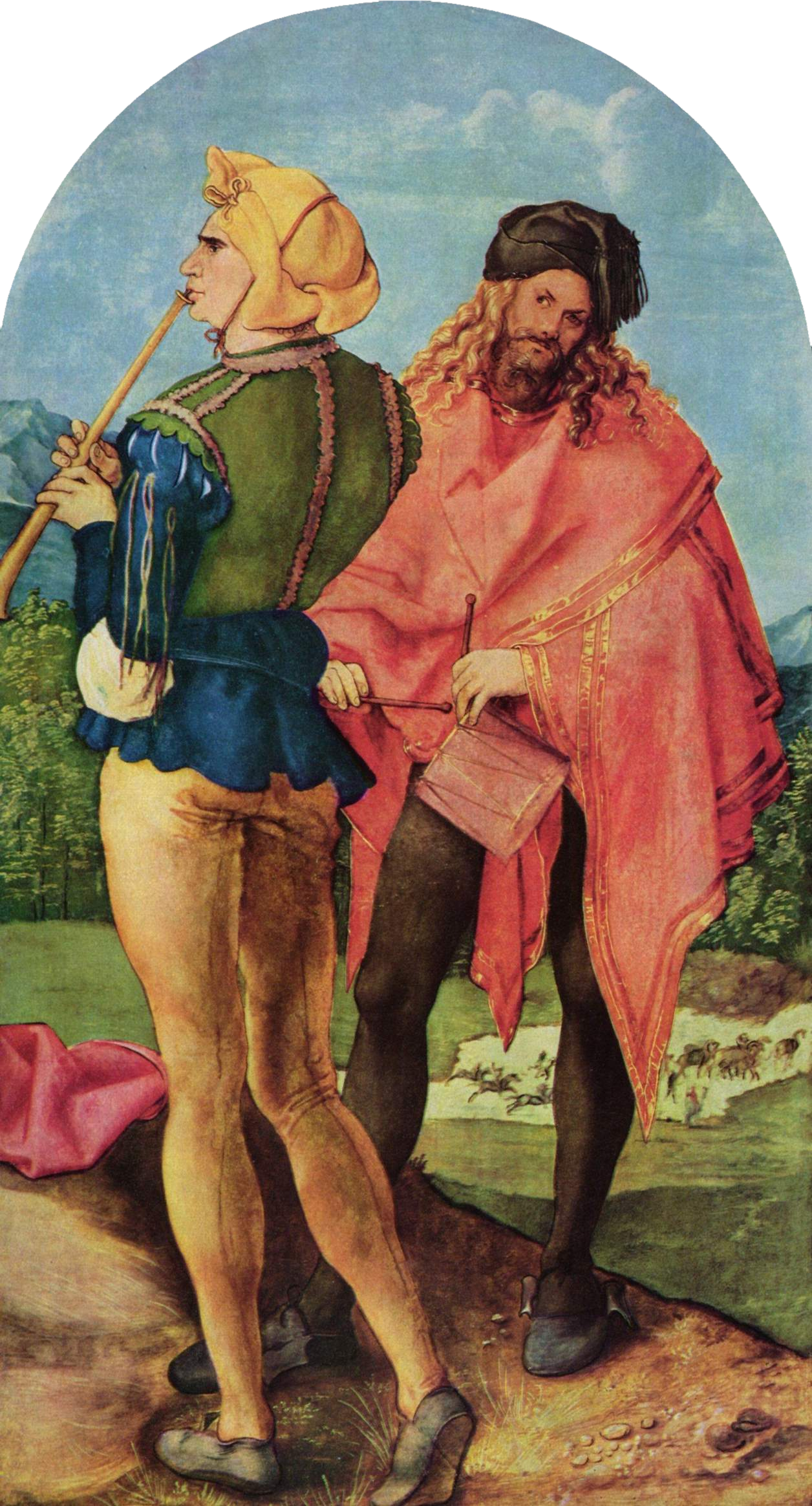 Jabach Altar: Bagpiper and Drummer - Albrecht Dürer