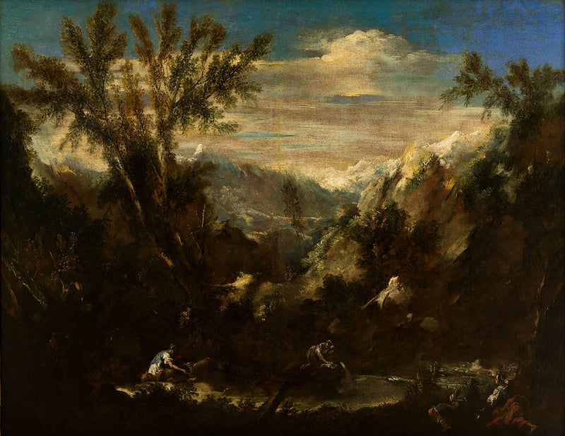 Paysage alpin avec des figures - Alessandro Magnasco