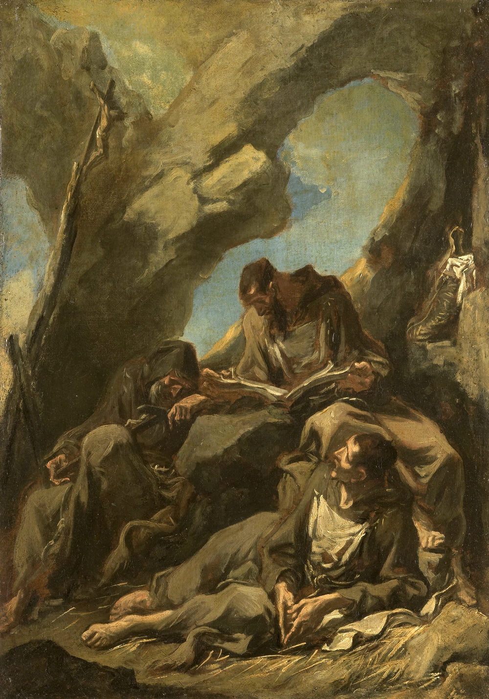Trois moines camaldules en prière méditative - Alessandro Magnasco image 1 reproduction d’œuvre d’art à l’huile