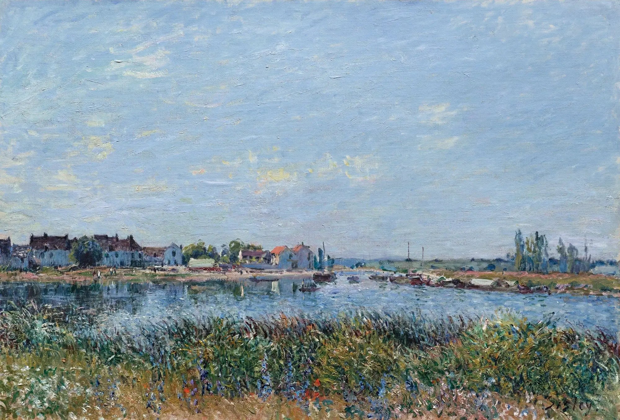 Reproduction du tableau « Saint-Mammès le matin - Alfred Sisley » par Alpha Reproduction en peinture à l’huile