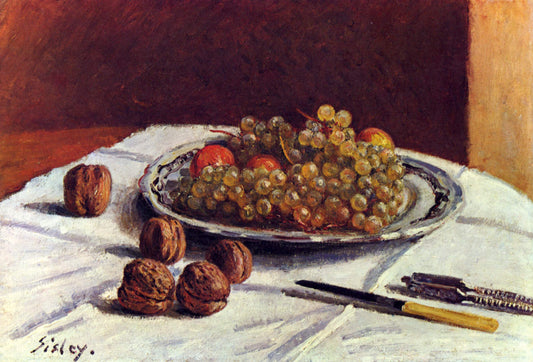 Nature morte, raisins secs et noix - Alfred Sisley
