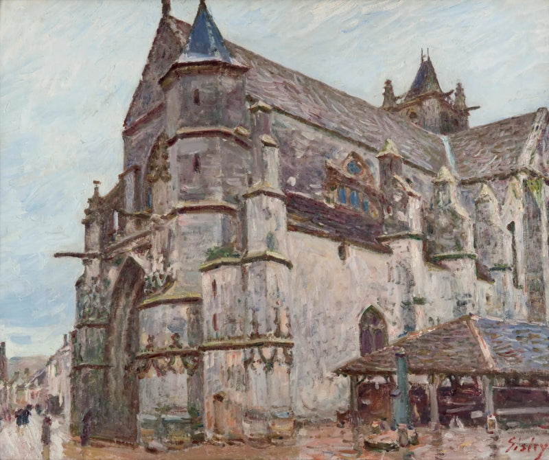 The Church of Moret, Rainy Weather, in the Morning - Alfred Sisley
