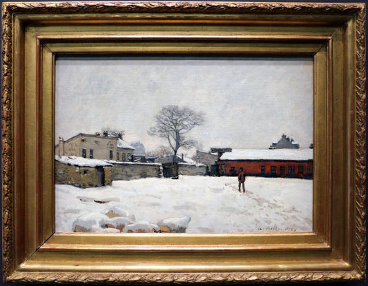 Sous la neige : cour de ferme à Marly-le-Roi - Alfred Sisley