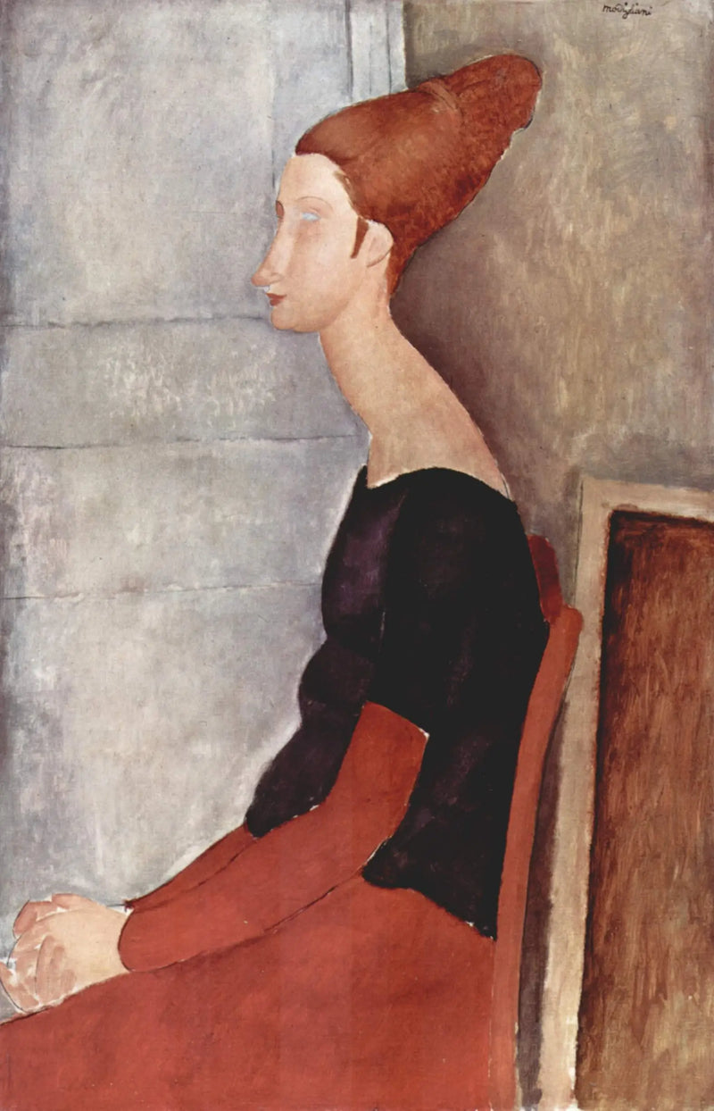Portrait of Jeanne Hébuterne Sitting in Profile - Amedeo Modigliani