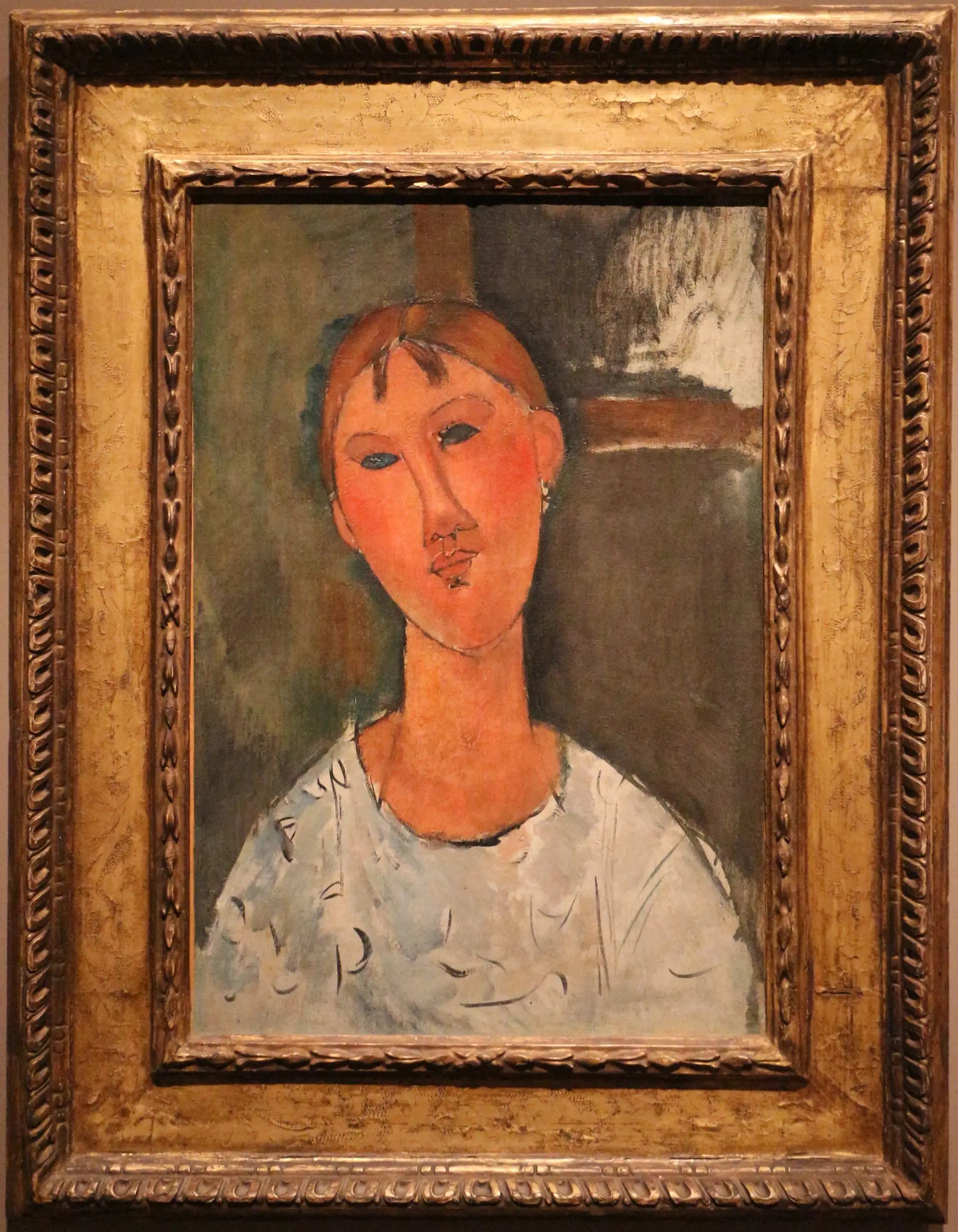 Reproduction du tableau « Fille en chemisier blanc - Amedeo Modigliani » par Alpha Reproduction en peinture à l’huile