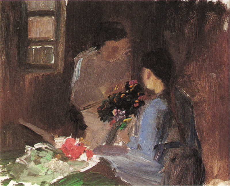Composing bouquets - Anna Ancher