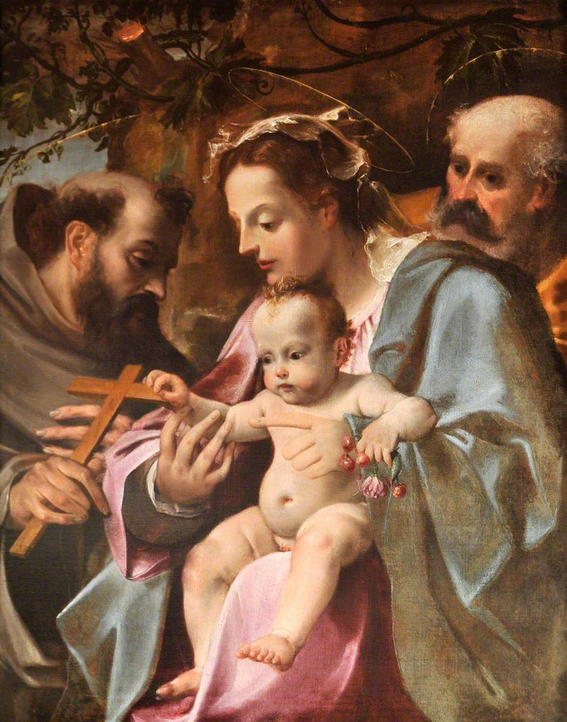 The Holy Family with Saint Francis - Ludovico Carracci
