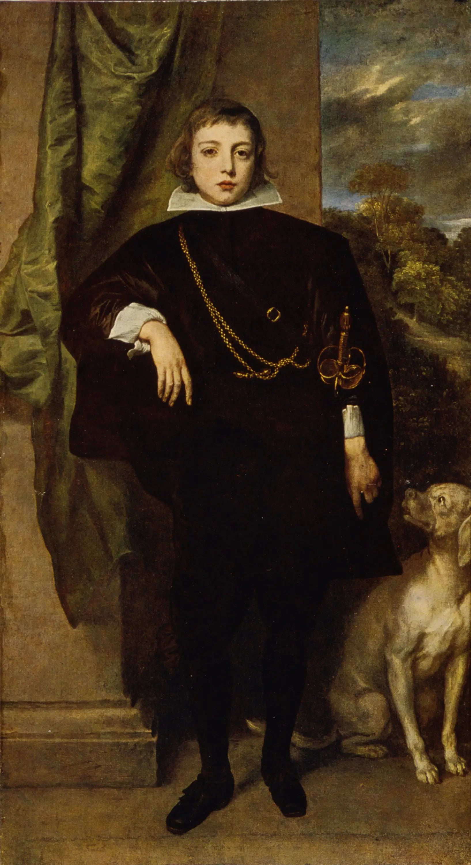 Portrait de Filippo Francesco d’Este marquis de Lanzo avec son chien - Antoine van Dyck - Alpha Reproduction