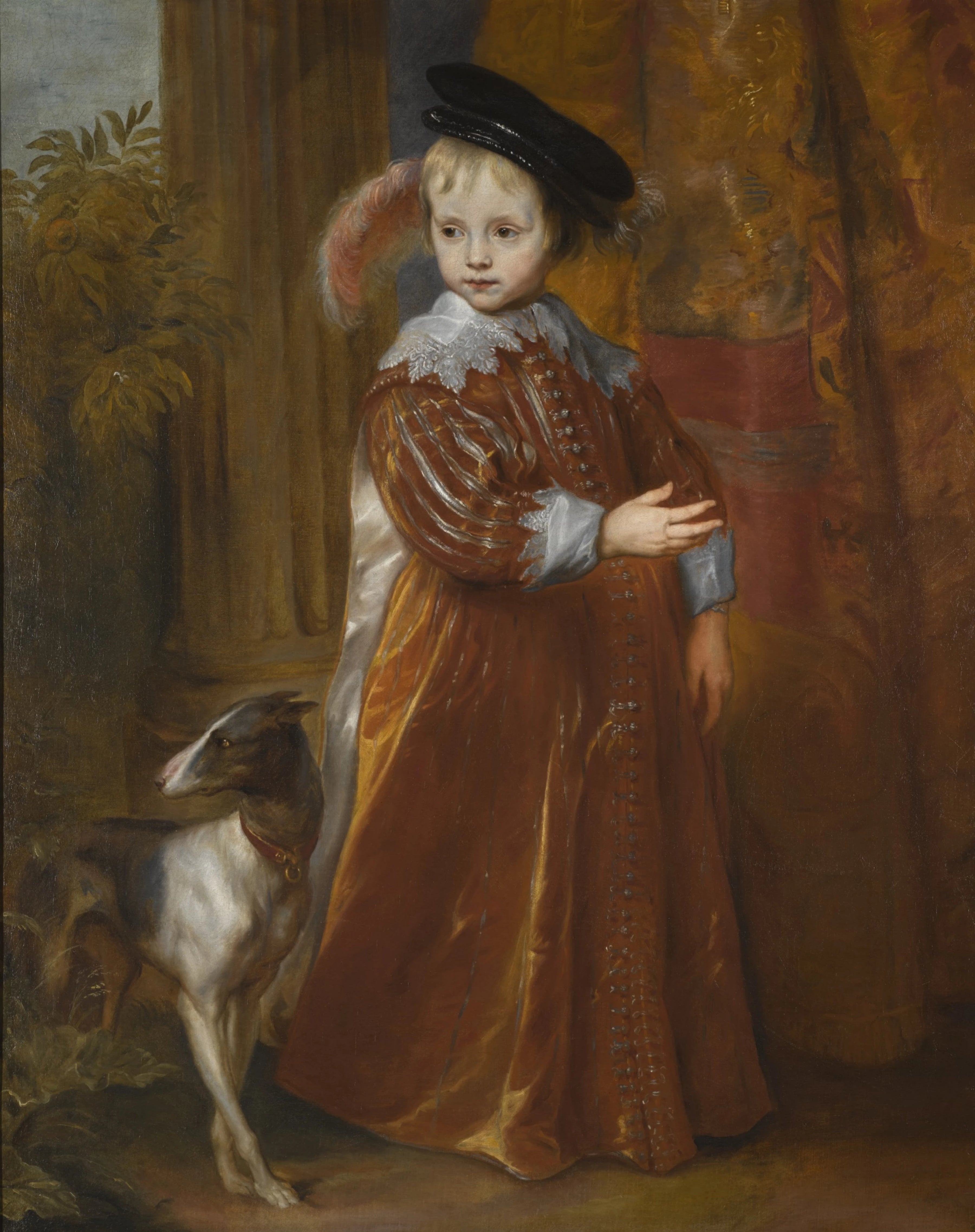 Portrait du prince Guillaume II d'Orange en jeune garçon, avec un chien - Antoine van Dyck