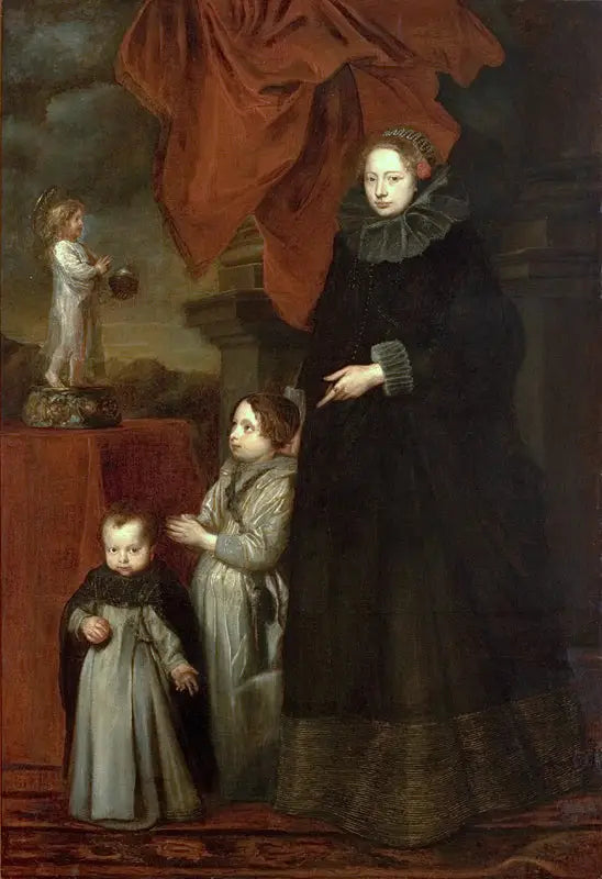 Portrait of the Marquise Lomellini, with her children praying - Antoine van Dyck