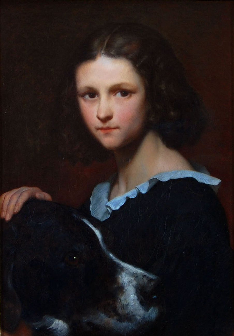 Portrait of Scheffers daughter Cornelia, later Mrs. Marjolin at 10 years old with my dog Turk - Ary Scheffer