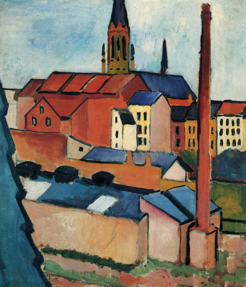 Saint Mary with Houses and Chimney (Bonn) - August Macke