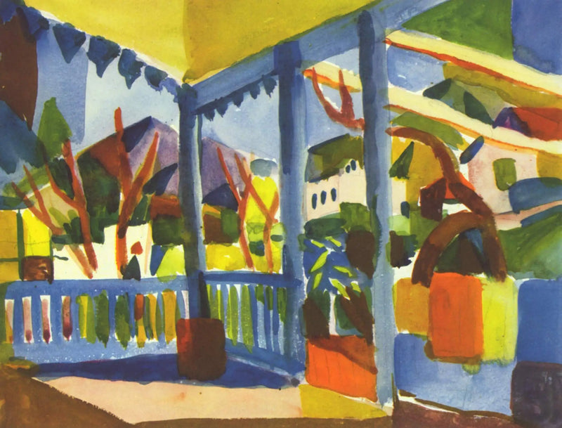 Terrace of the Country House in Saint-Germain - August Macke