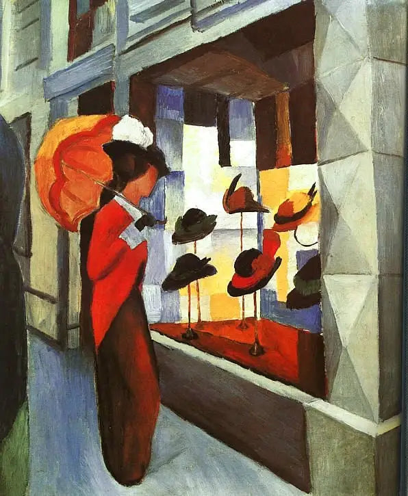 Woman with Parasol in Front of the Milliner's Shop - August Macke