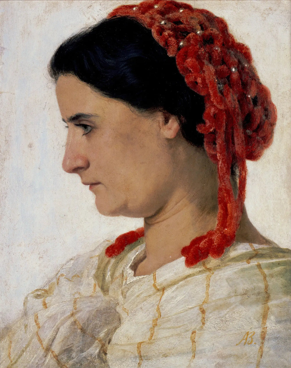 Angela Böcklin avec un filet à cheveux rouge - Arnold Böcklin - Alpha Reproduction