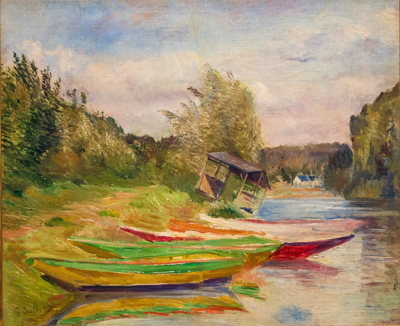 Boats and Cabin, Banks of the Seine - Gustave Caillebotte