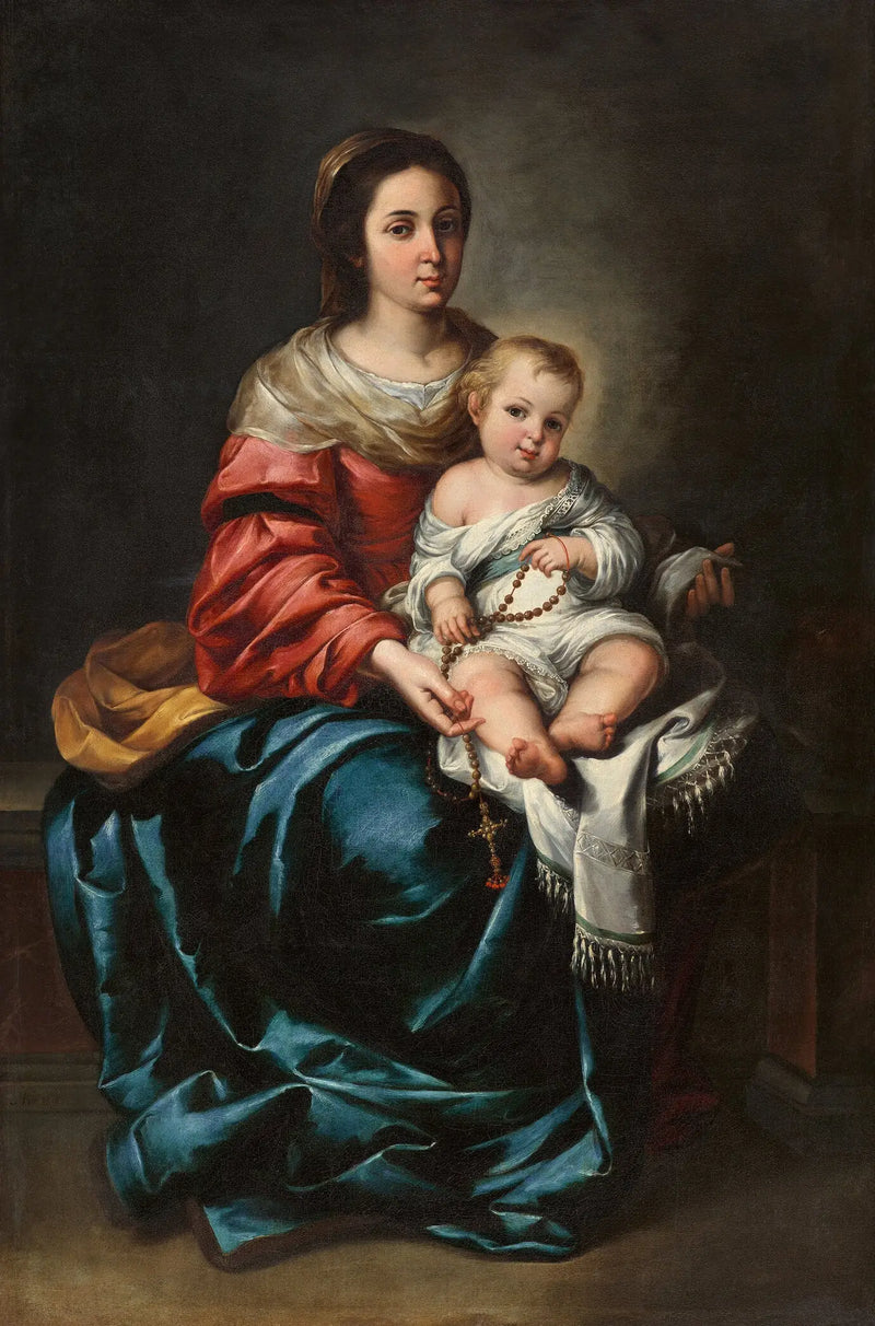 Virgin and Child, with Rosary - Bartolomé Esteban Murillo