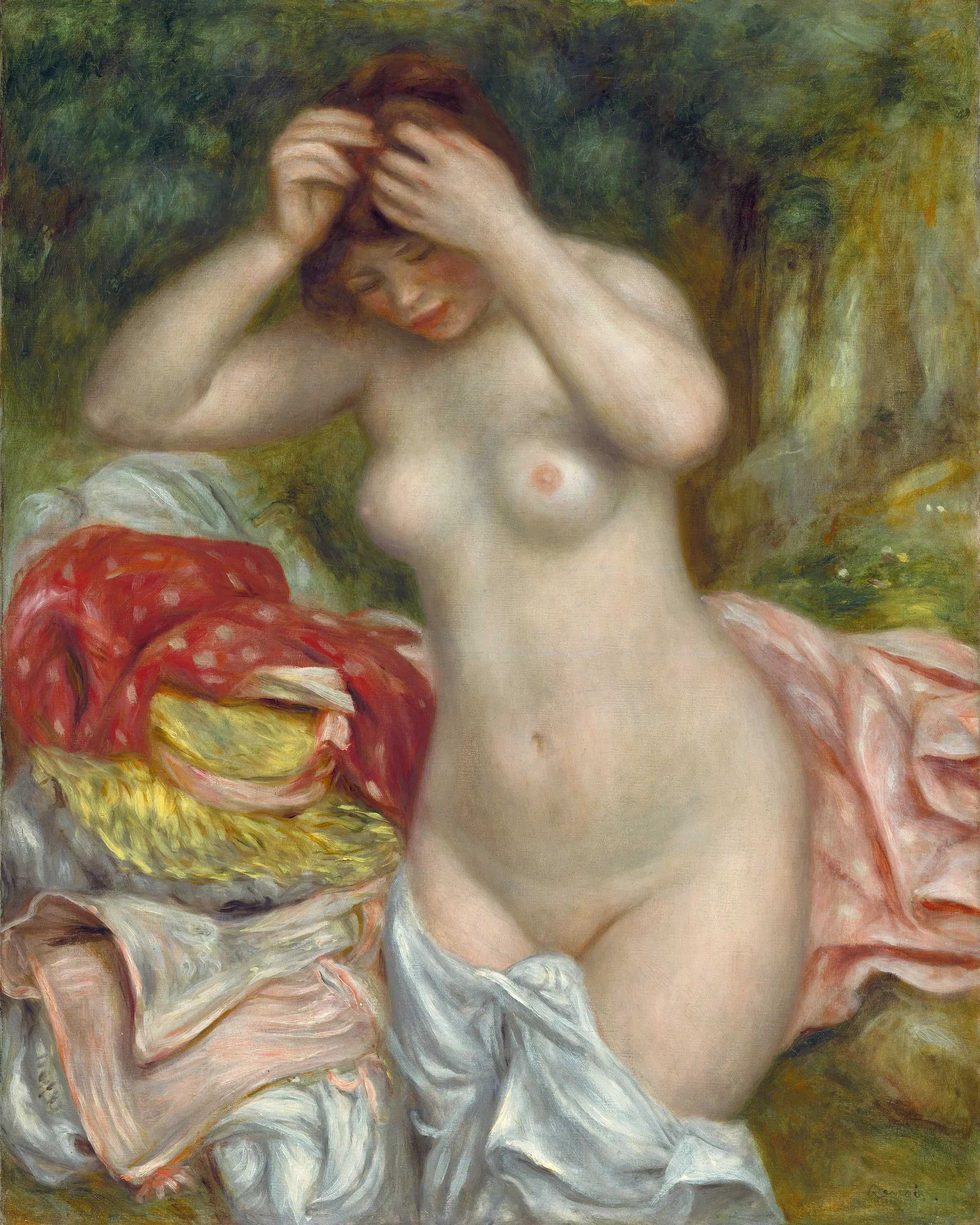 Reproduction du tableau « Baigneuse arrangeant ses cheveux - Pierre-Auguste Renoir » par Alpha Reproduction en peinture à l’huile
