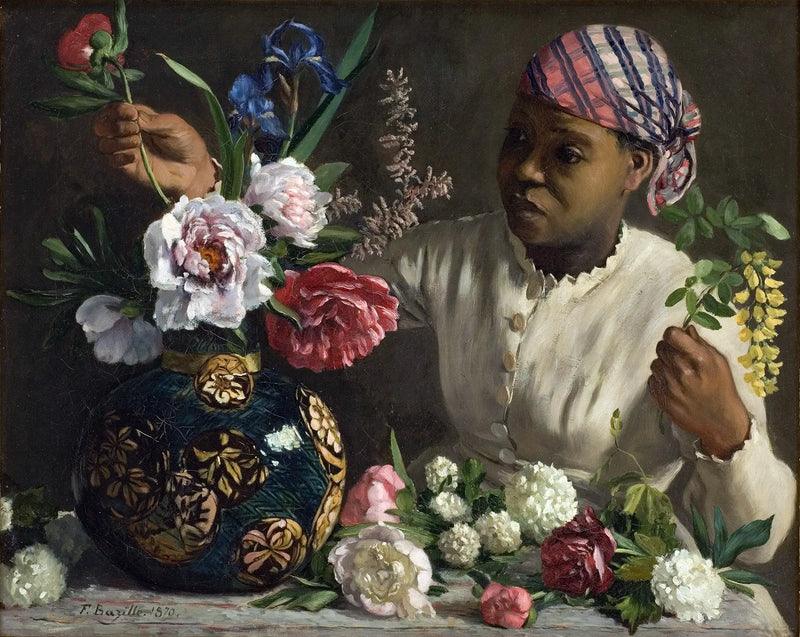 Young Woman with Peonies - Frédéric Bazille