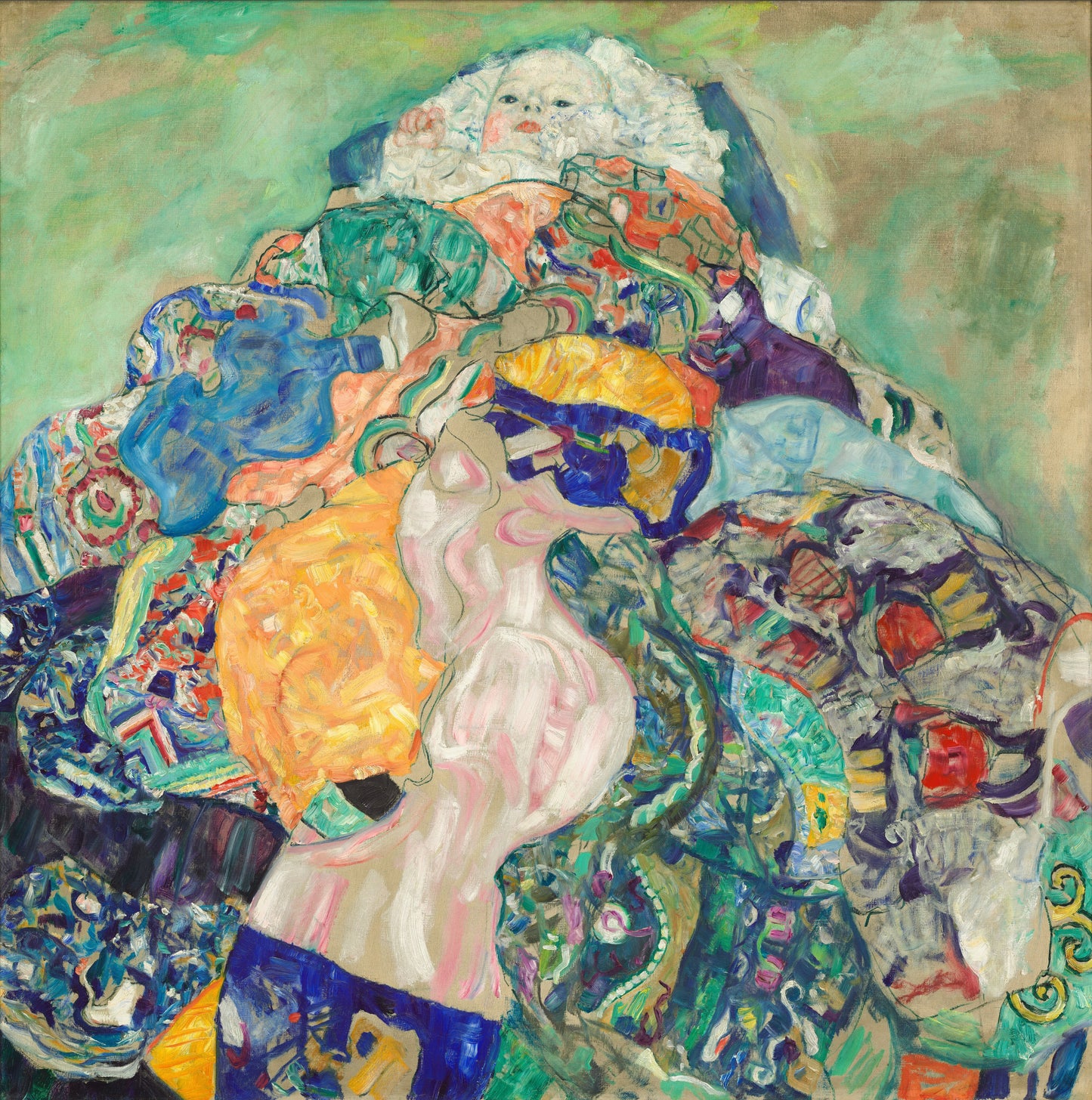 👶🎨 Baby in the Cradle – Gustav Klimt (1917–1918)